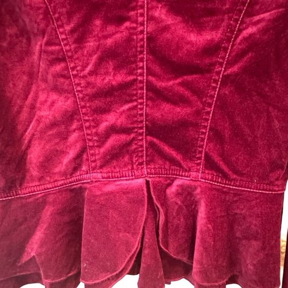 White House Black Market Burgundy Ruffle Blazer - Picture 6 of 6